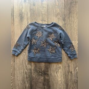 Navy Blue Sweatshirt with Gold Sequin Stars - Size 3